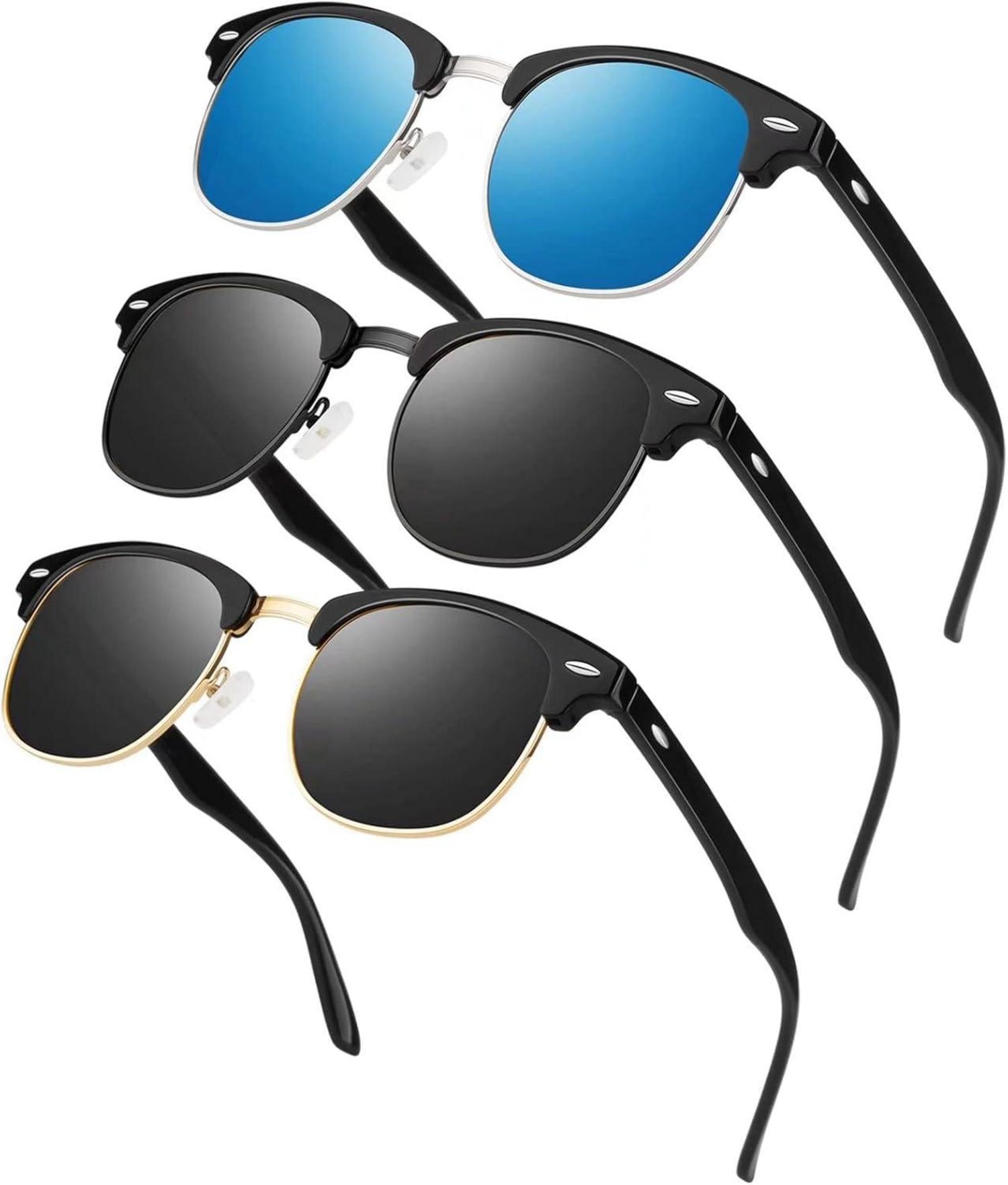 Polarisierte Classic Sonnenbrille UV400 Schwarz Blau & Grau