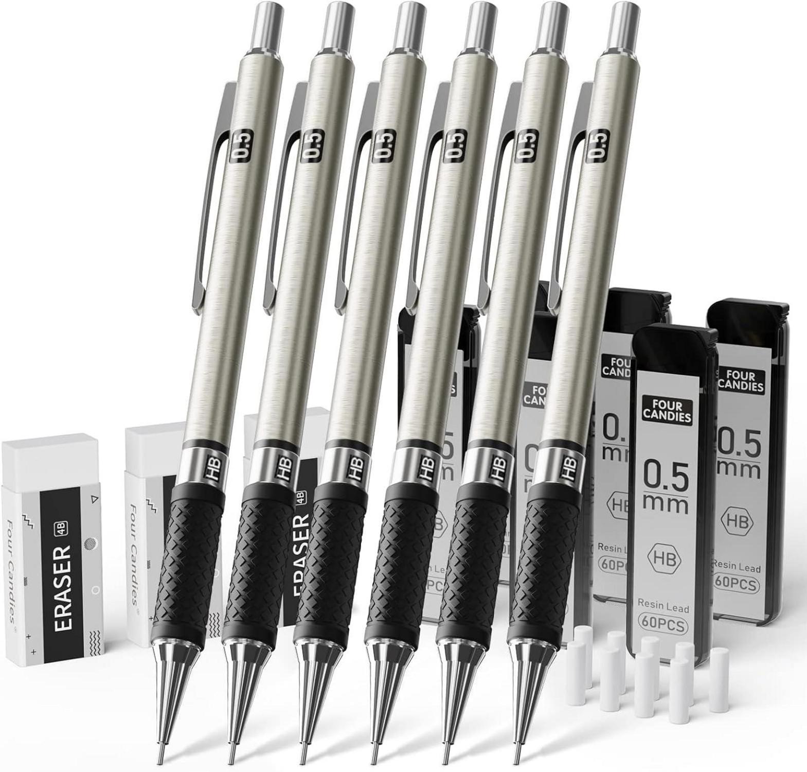 Druckbleistift Set 0,5mm mit Metall Minenbleistifte, 360 HB-Minen, 3