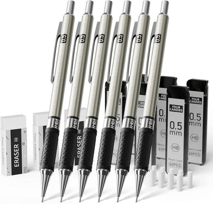 Druckbleistift Set 0,5mm mit Metall Minenbleistifte, 360 HB-Minen, 3