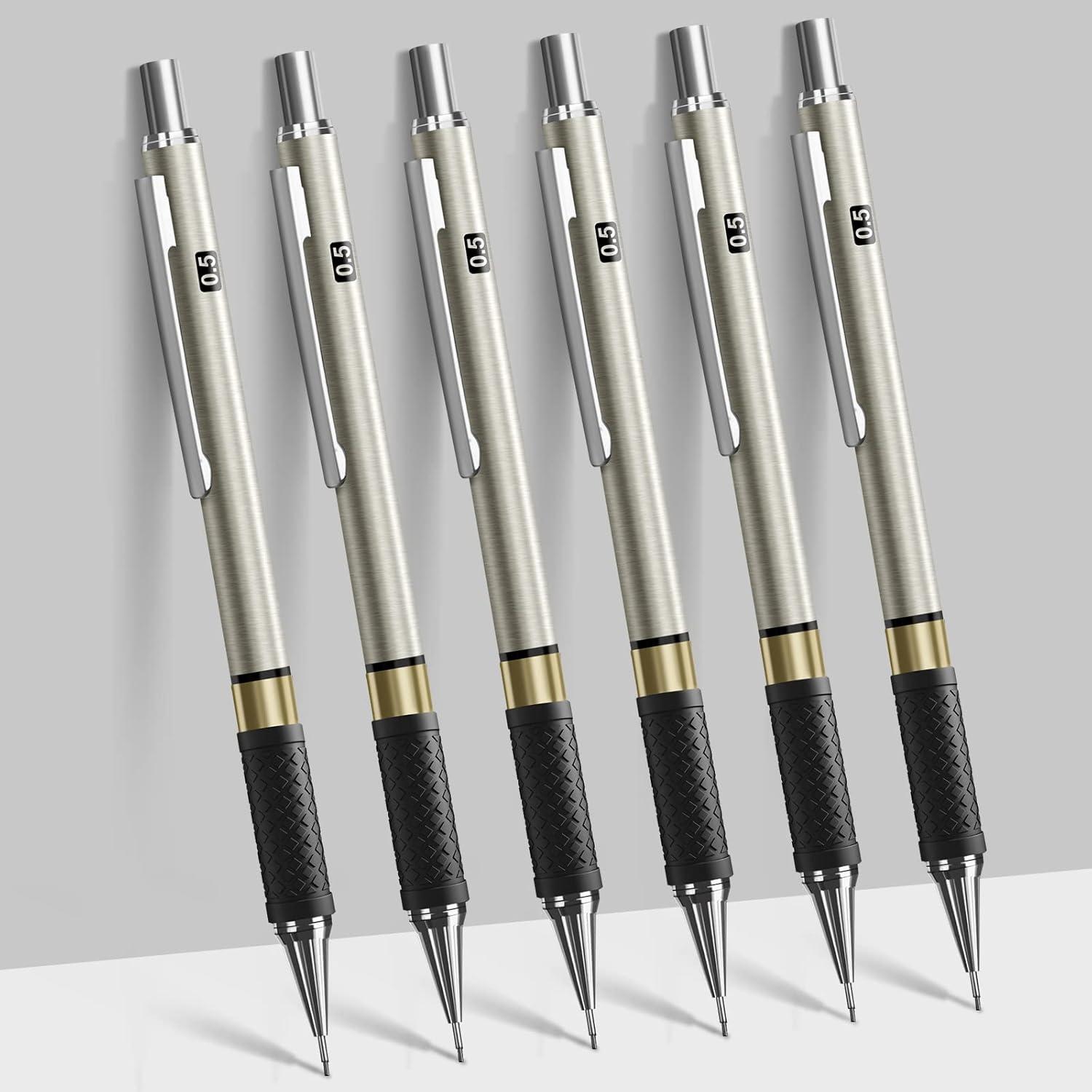 Druckbleistift Set 0,5 mm, 6 Stück Metall Minenbleistift, 360 Stück HB-Minen