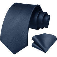 Marineblau Krawatte Herren Hochzeit Set Einfarbig 3,4 Zoll
