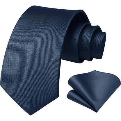 Marineblau Krawatte Herren Hochzeit Set Einfarbig 3,4 Zoll