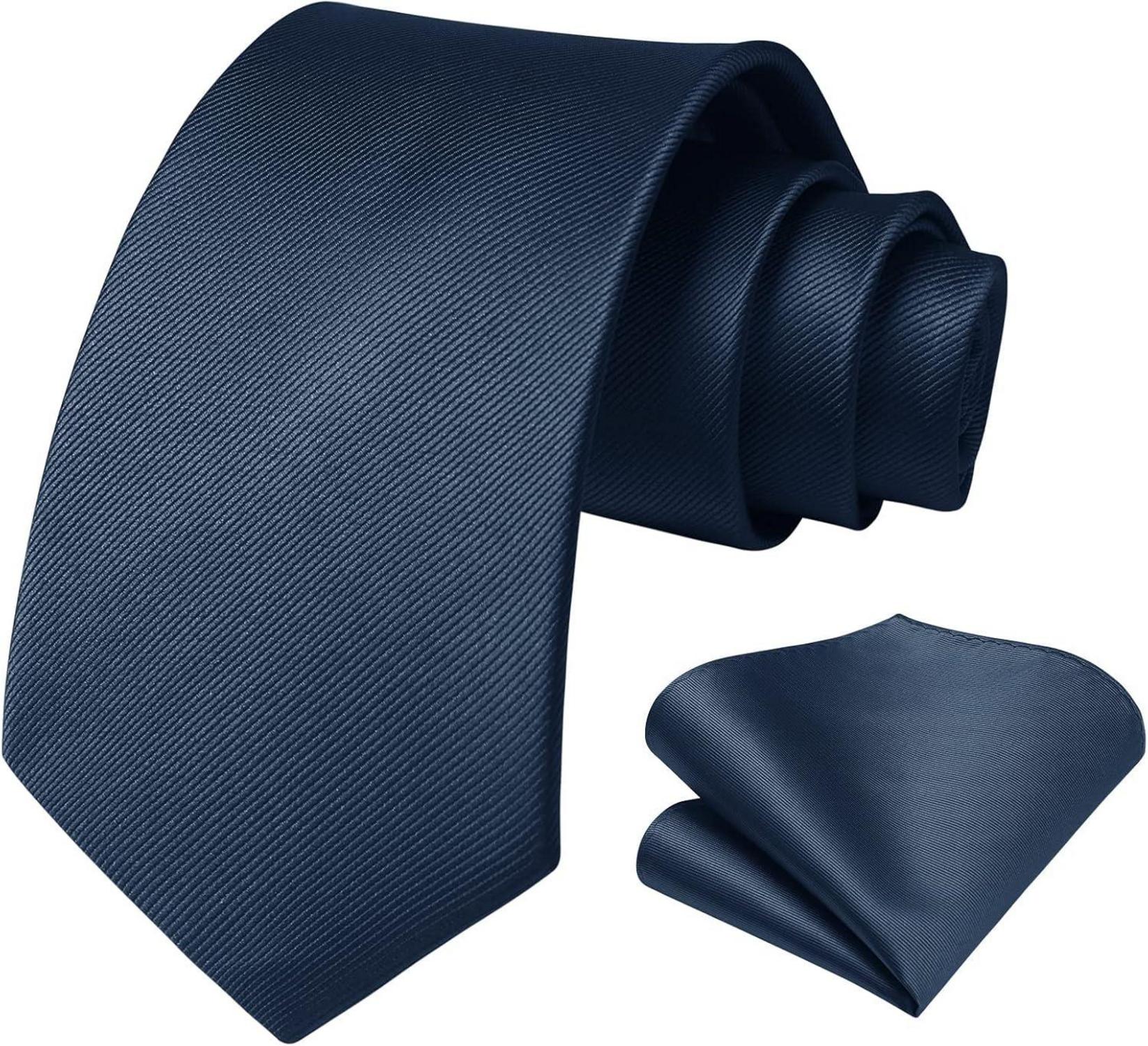 Marineblau Hochzeit Set Krawatte Einstecktuch einfarbig