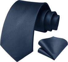Marineblau Hochzeit Set Krawatte Einstecktuch einfarbig