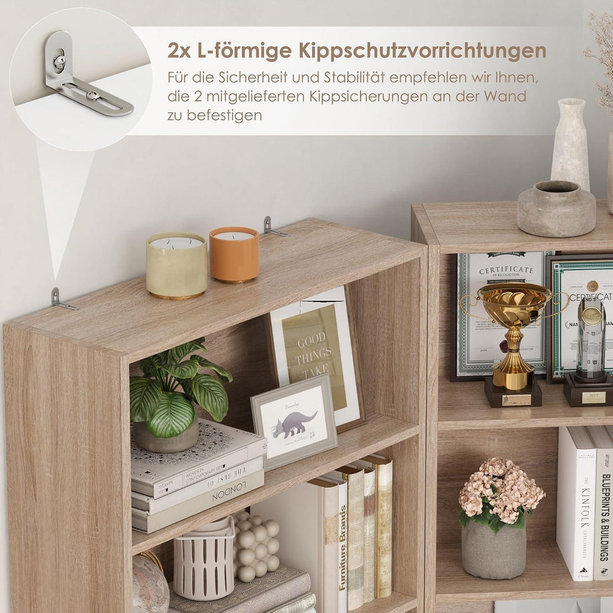 Holzregal 6 Fächer – Bücherregal & Aufbewahrungsregal