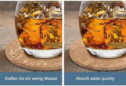 Untersetzer Kork 8 Stück Holz Wiederverwendbare Tasse Glas