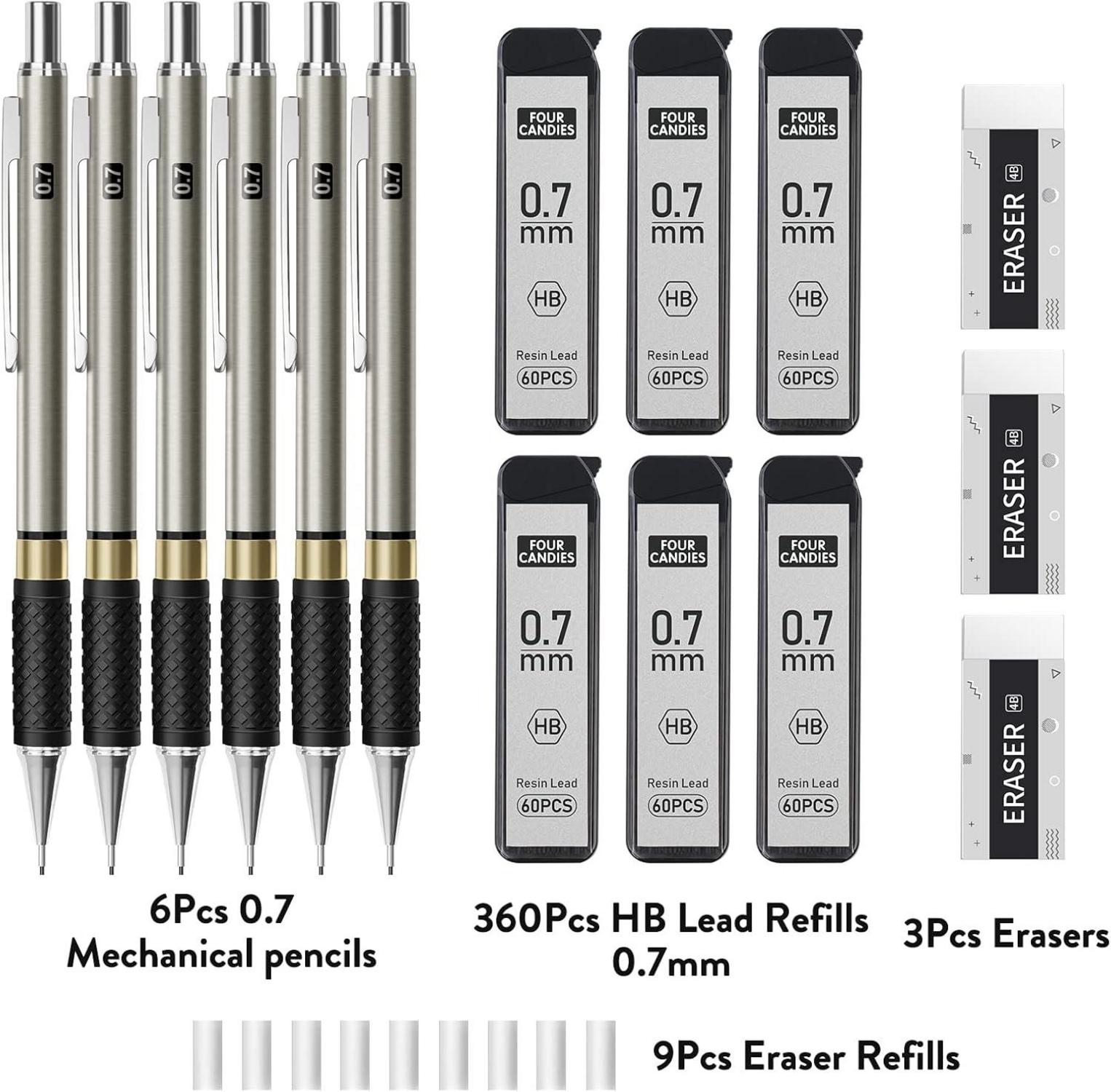 Druckbleistift Set mit Metallminen und 360 HB-Minen