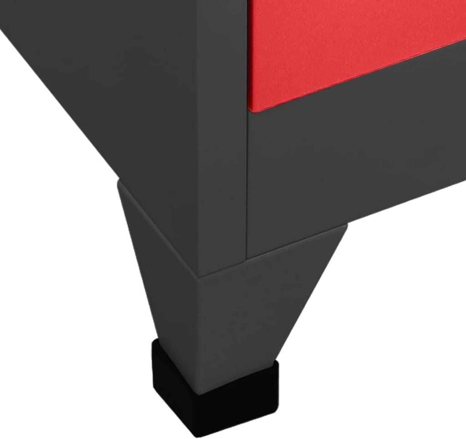 Schließfachschrank Metall Lagerschrank 90x45x180 Anthrazit Rot Staumöbel
