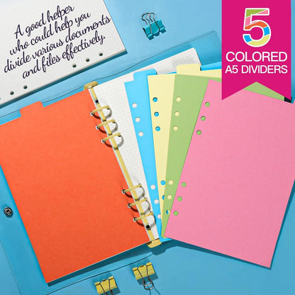 FANDAMEI A5 Gepunktetes Nachfüllpapier Set 90 Blätter 7 Trennblätter 320 Haftnotizen 20 CM Lineal