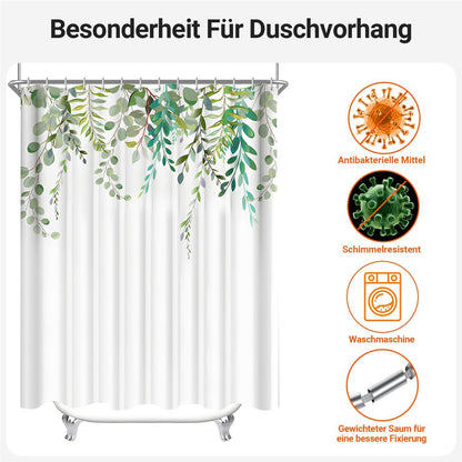 Duschvorhang 180x180 Antischimmel Textil Wasserdicht Laubmuster 12