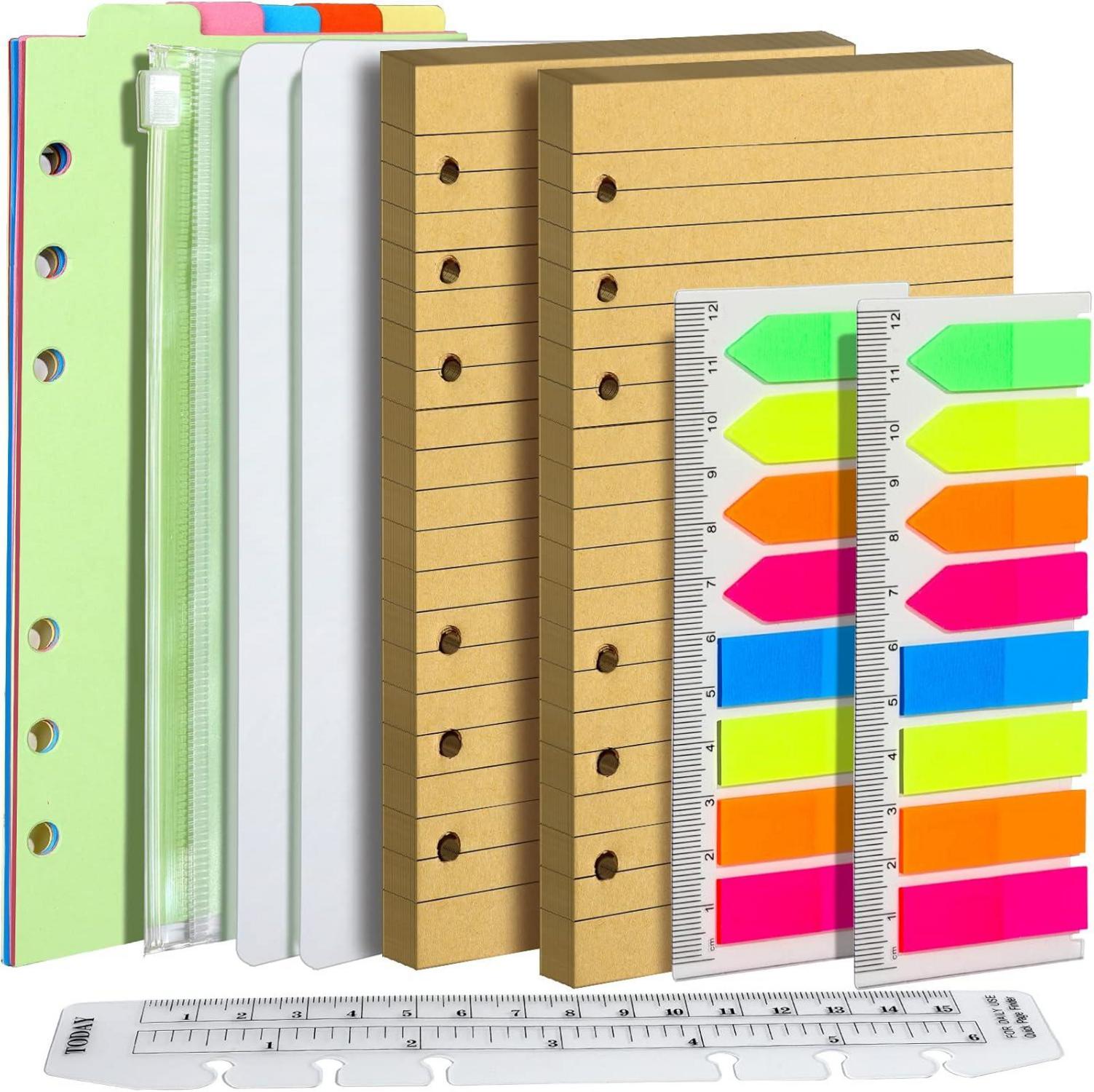 Liniertes Kraftpapier Set A6, 6 Löcher, 90 Blätter