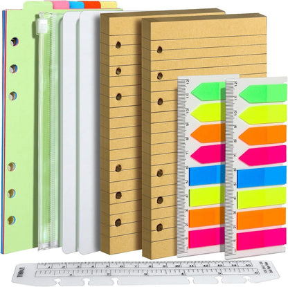 Liniertes Kraftpapier Set A6, 6 Löcher, 90 Blätter