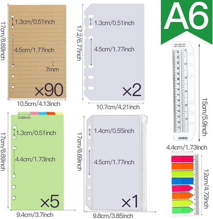 Linierte Kraftpapiere A6 Set mit Haftnotizen