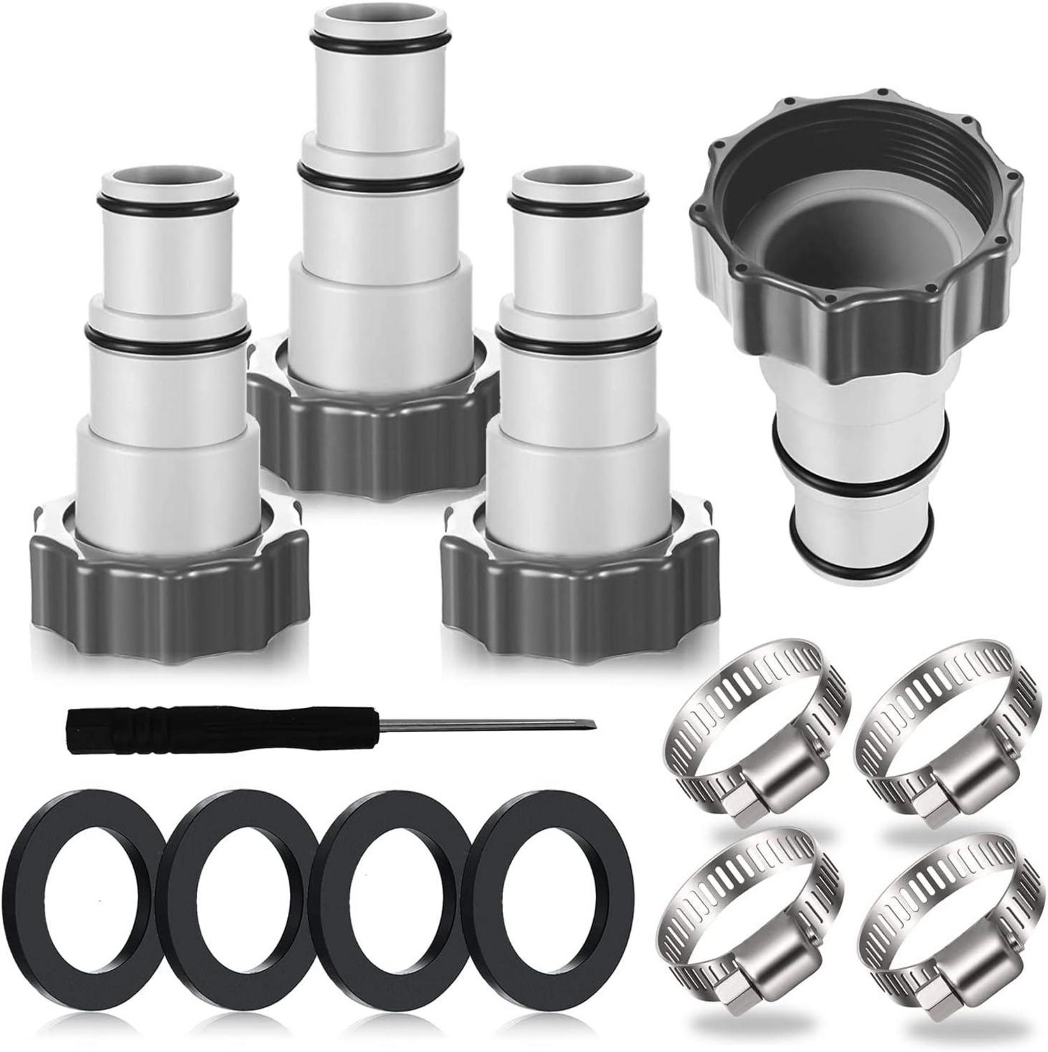 Poolschlauch Adapter Set für Intex Pool Schwarz