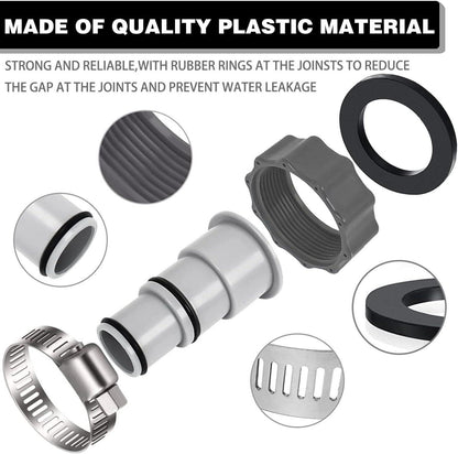 Poolschlauch Adapter Set für Intex Pool Schwarz