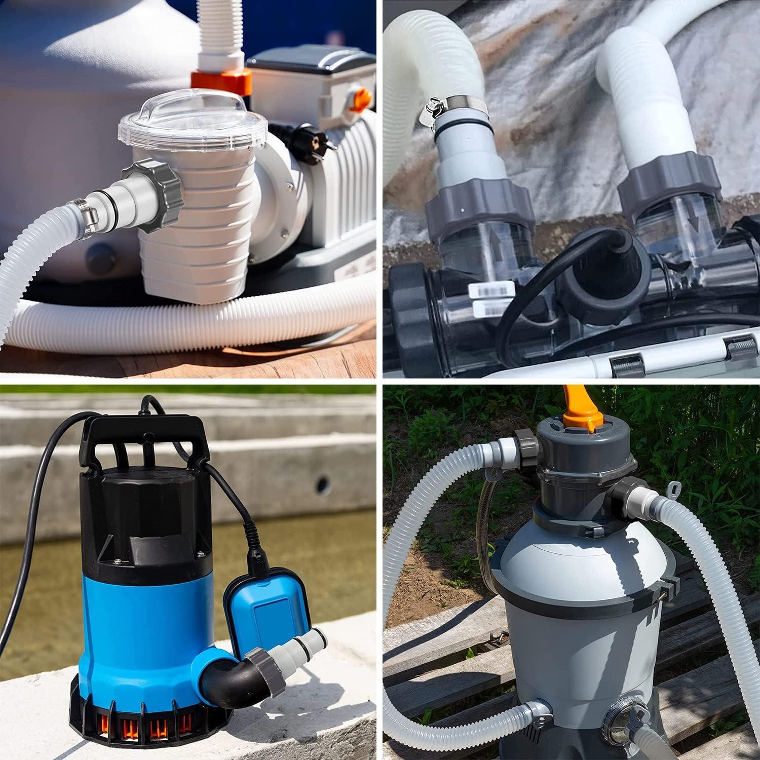 4er-Pack Poolschlauch Adapter für Intex Pool Ø 32 38 mm Grau