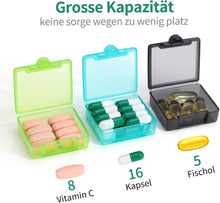 Pillendose Tragbar Tablettenbox für unterwegs Vitamine