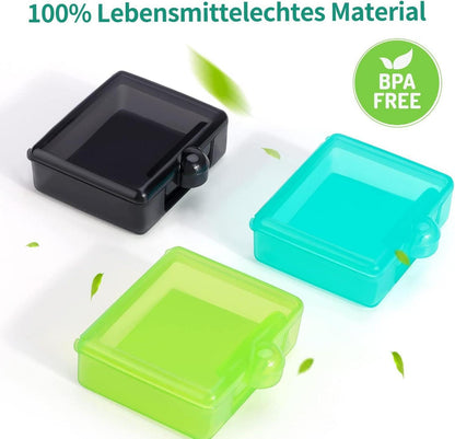 3er Tablettenbox Pillendose für unterwegs, klein & tragbar, für Vitamine, Fischöl - schwarz/cyan/grün