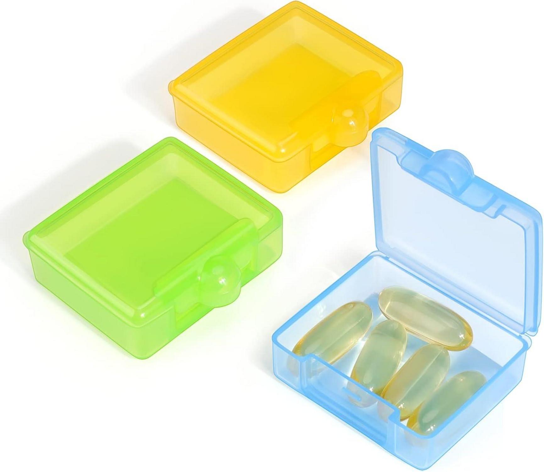 Tablettenbox Tragbar Pillendose für Vitamine und Fischöl (Gelb Grün