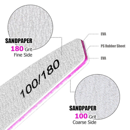 15 Stücke Nagelfeilen Set 100/180 Doppelseitig Verschleißfest