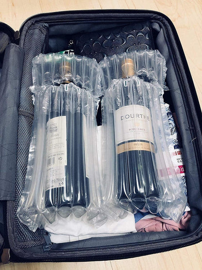 10 Weinflaschen-Schutzvorrichtungen und aufblasbare Luftsäulen Beutel mit Luftpumpe