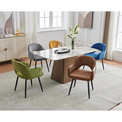 Drehbare Samt Esszimmerstühle 2er Set mit Armlehnen (Gelb)
