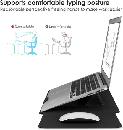 HoYiXi 13 Zoll Laptop Hülle Leder Tasche mit Ständer