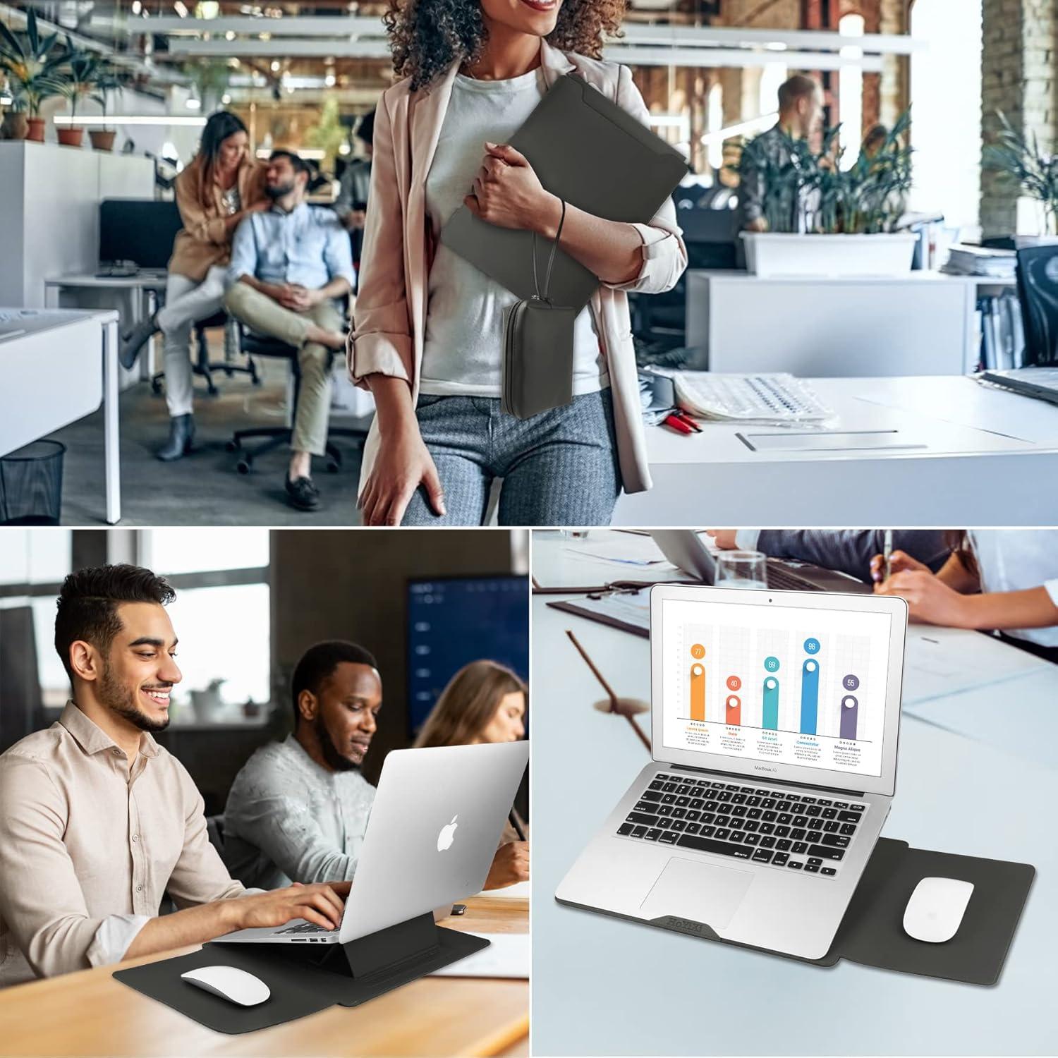 Laptop Hülle 13 Zoll Leder Tasche mit Ständer für MacBook Air Pro Dell