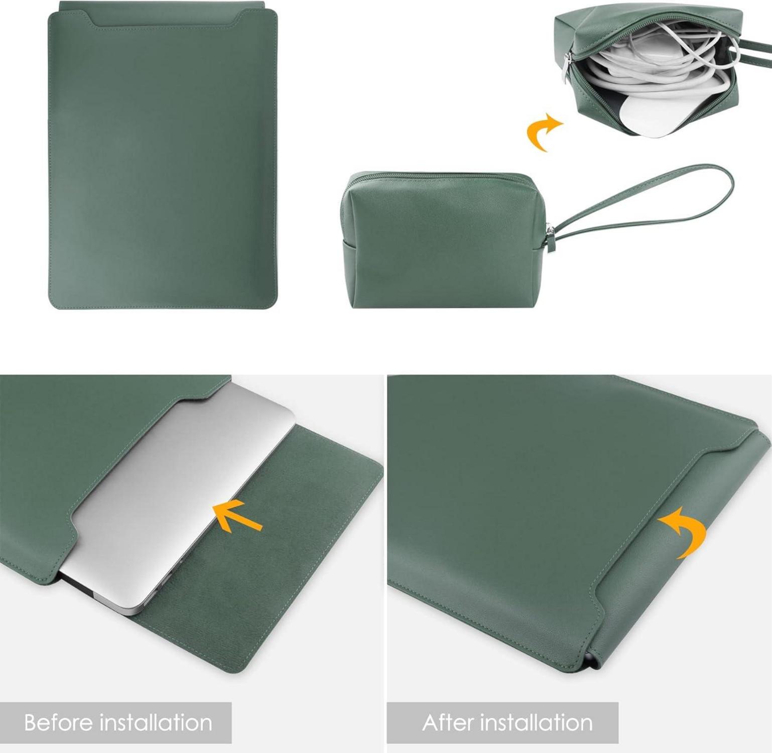 13 Zoll Laptop Hülle Leder Tasche mit Ständer für MacBook Air Pro Dell