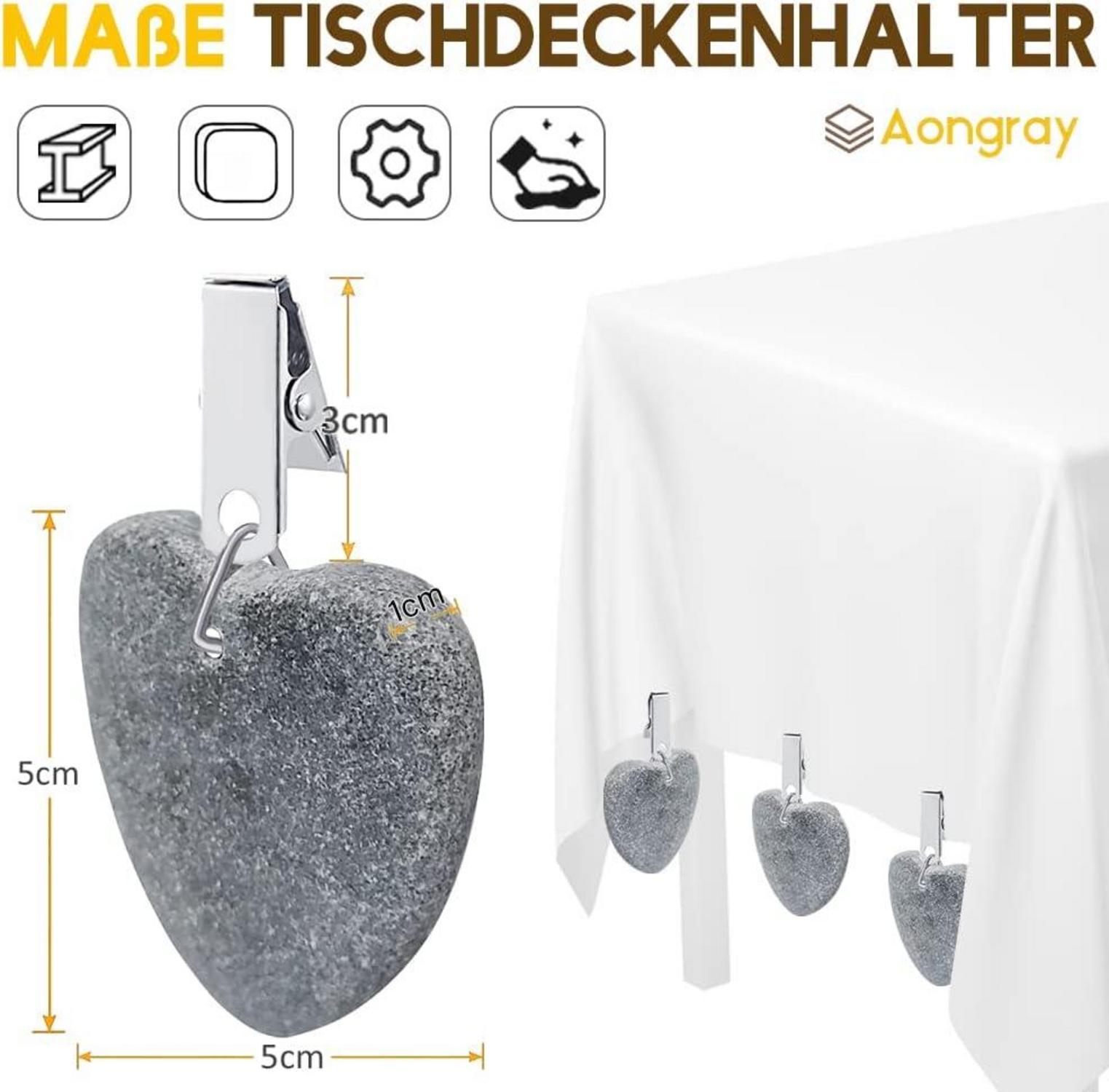 Tischdeckenbeschwerer Set Stein Herz 4 Stück