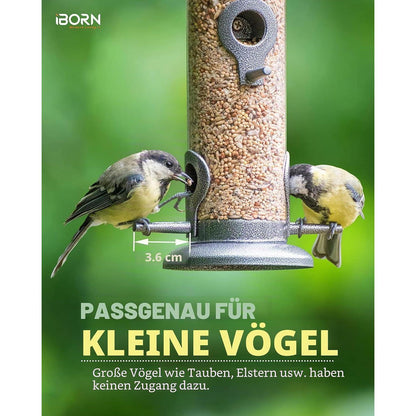 Metall Vogelfutterspender mit 6 Anflugplätzen – Silber