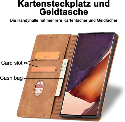 Samsung S22 Plus Leder Handyhülle mit Ständer und Kartenfach