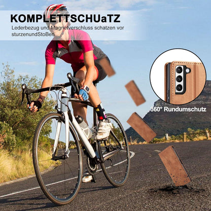 Hülle Samsung Galaxy S22 Plus Leder Magnet Ständer Kartenfach Braun