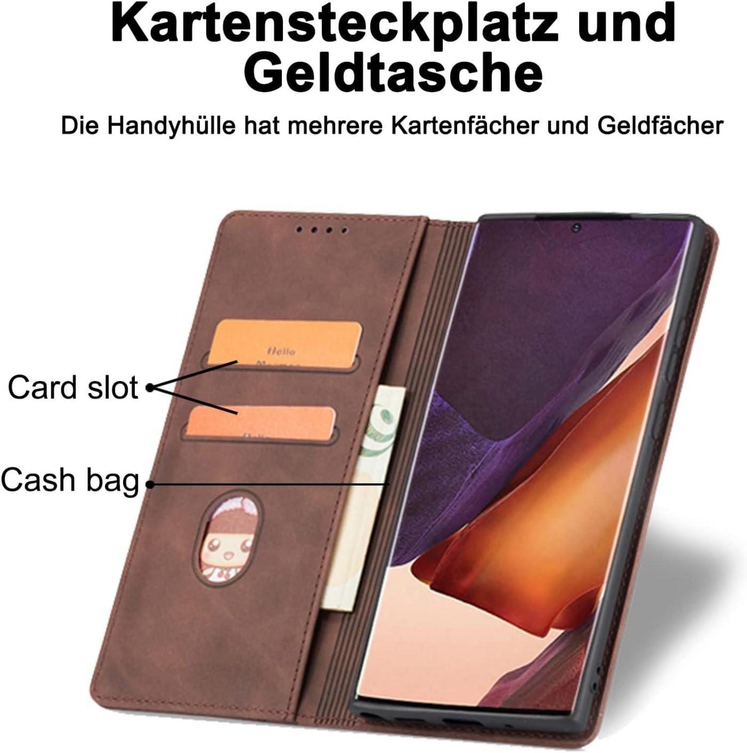 Samsung Galaxy S22 Plus Leder Handyhülle mit Ständer und Kartenfach