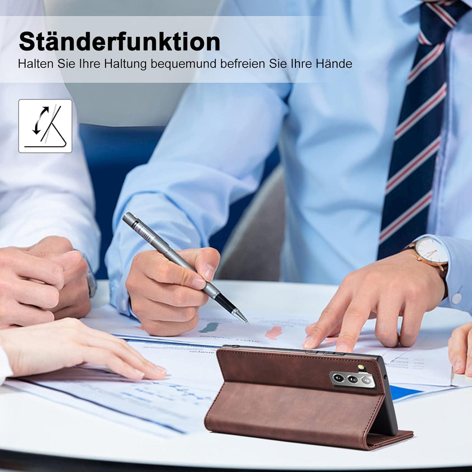 Samsung S22 Plus Hülle Premium Leder Magnet Ständer Kartenfach Brieftasche