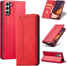 Magnetische Leder Handyhülle für Samsung S22 Plus, Rot