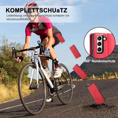 Samsung Galaxy S22 Plus Hülle Leder magnetisch Stand Kartenfach Rot