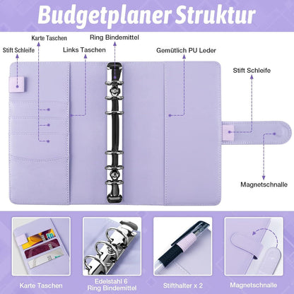 ANYUKE Budget Binder A6 Geldsparbuch mit Geldumschlägen
