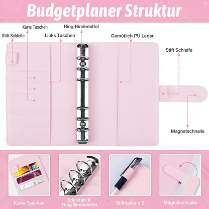 Budget Planner Deutsch A6 Binder Geld Spar Mappe Budgetplaner