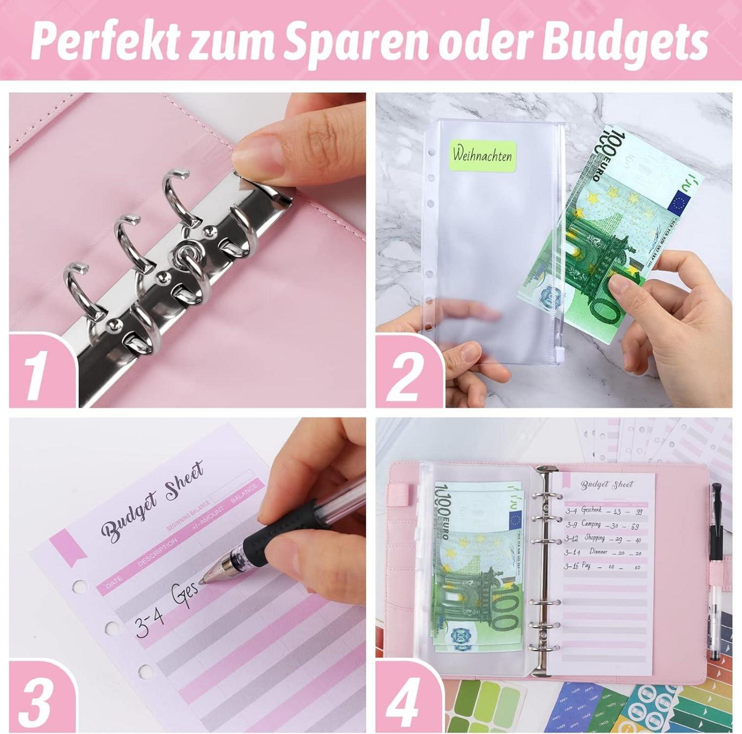 Budget Planner A6 Binder Geldumschläge Money Spar Challenge