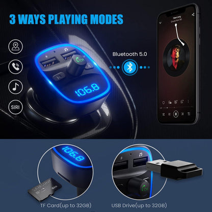 Bluetooth FM Transmitter Auto Adapter Dual USB Ports