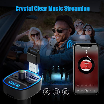 Bluetooth FM Transmitter Auto Adapter Dual USB Ports