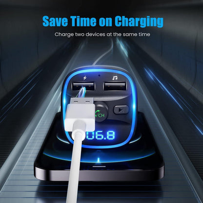 Bluetooth FM Transmitter Auto Adapter Dual USB Ports