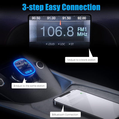Bluetooth FM Transmitter Auto Adapter Dual USB Ports
