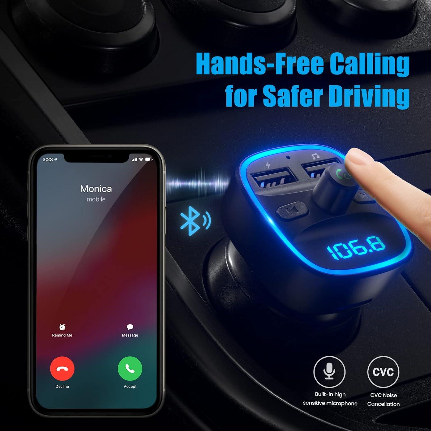 LENCENT Bluetooth FM Transmitter Auto Adapter Dual USB Autoladegerät Dunkelgrau