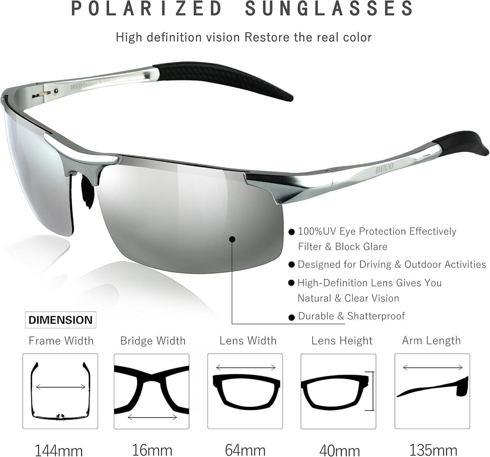 DUCO Herren Sportbrille Ultraleicht Polarisierte Sonnenbrille UV400-Schutz 8177S