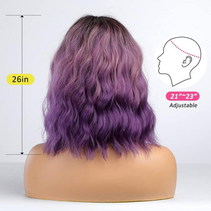 OUFEI Ombre Lila Lockige Perücke mit Pony - Synthetisches Haar, Hitzebeständig