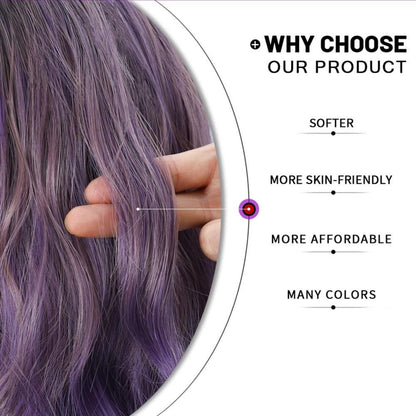 Lila Ombre Lockige Synthetische Perücke mit Pony für Frauen