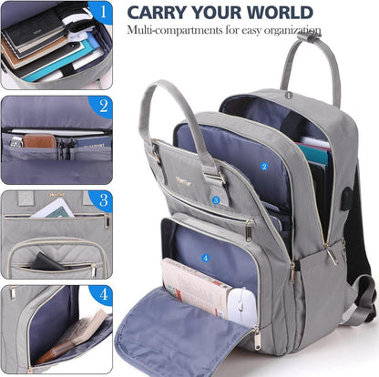 Rucksack Damen Schulrucksack USB Ladeanschluss 15,6 Zoll