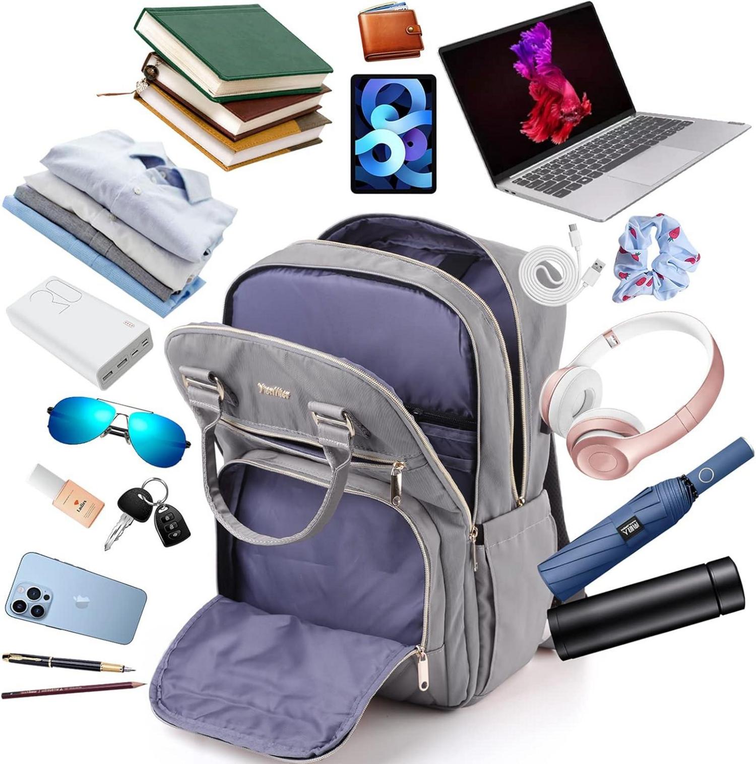 Damen Schulrucksack 15,6 Zoll USB Ladeanschluss Uni Büro Schule